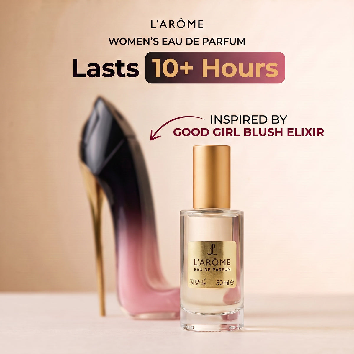 lx-template-v1 | 01 Lasts 10+ hours, inspired by Good Girl Blush Elixir Eau De Parfum